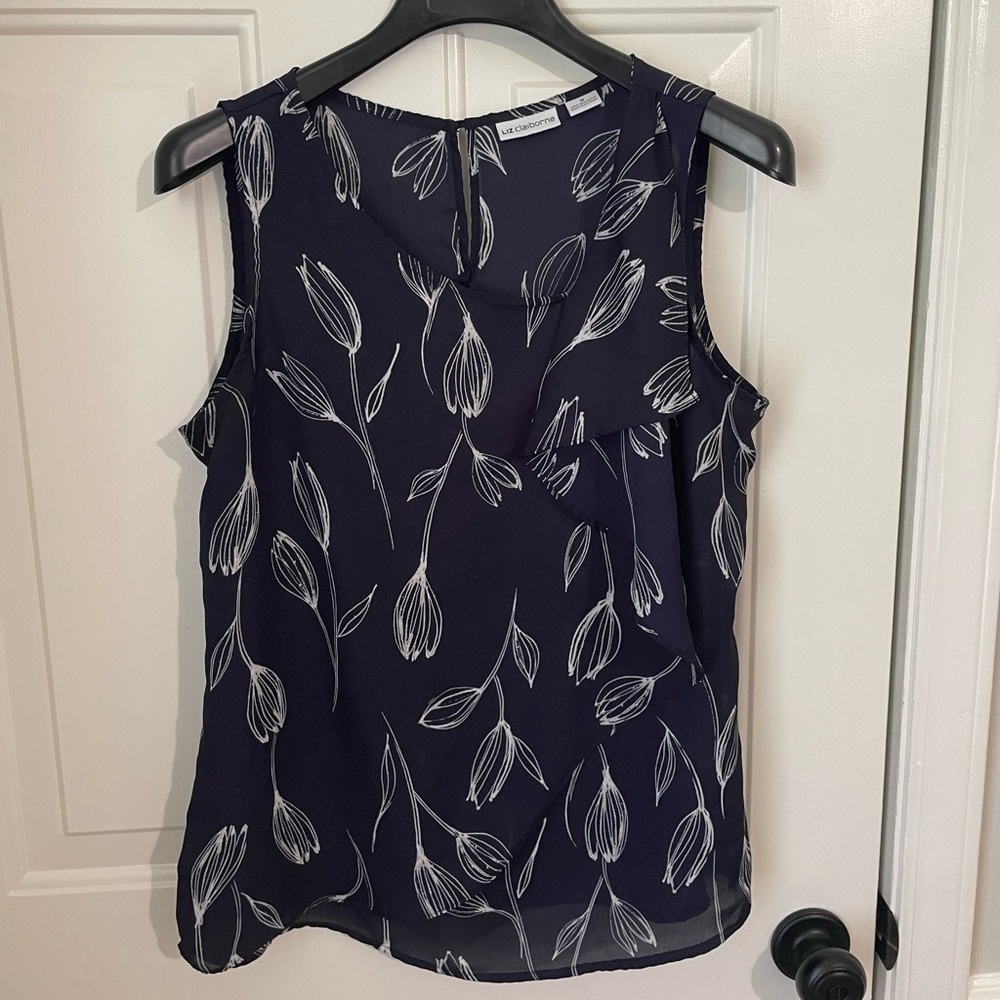 Navy Liz Claiborne Blouse Size Medium